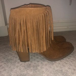 Tan Suede Fringe Boot